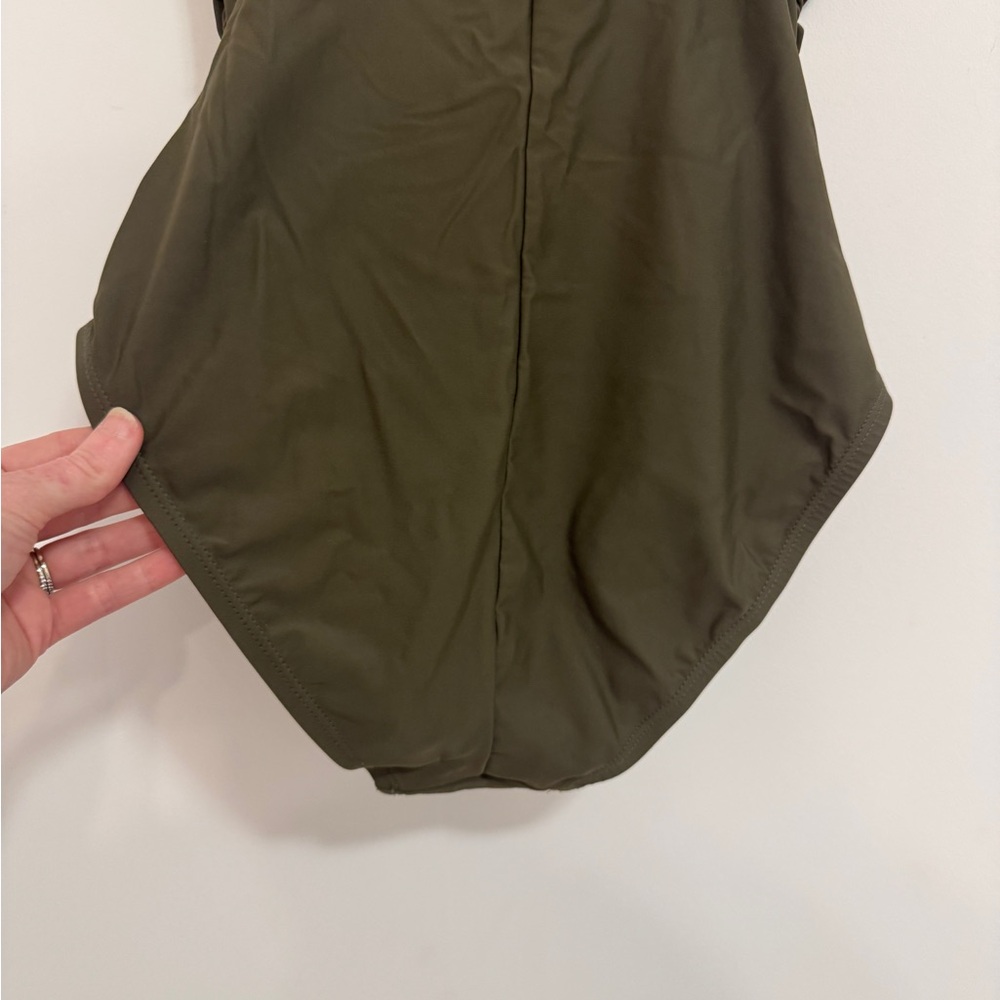 Olive Green Women's One Piece Swimsuit - Picture 4 of 5